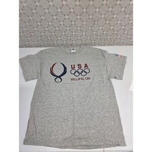 USA Olympics Beijing 2008 T-Shirt Delta Pro‎ Weight Gray Mens Large